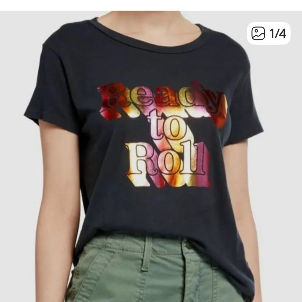 Mother RARE denim ready to roll logo graphic tee $128 revolve casual spring